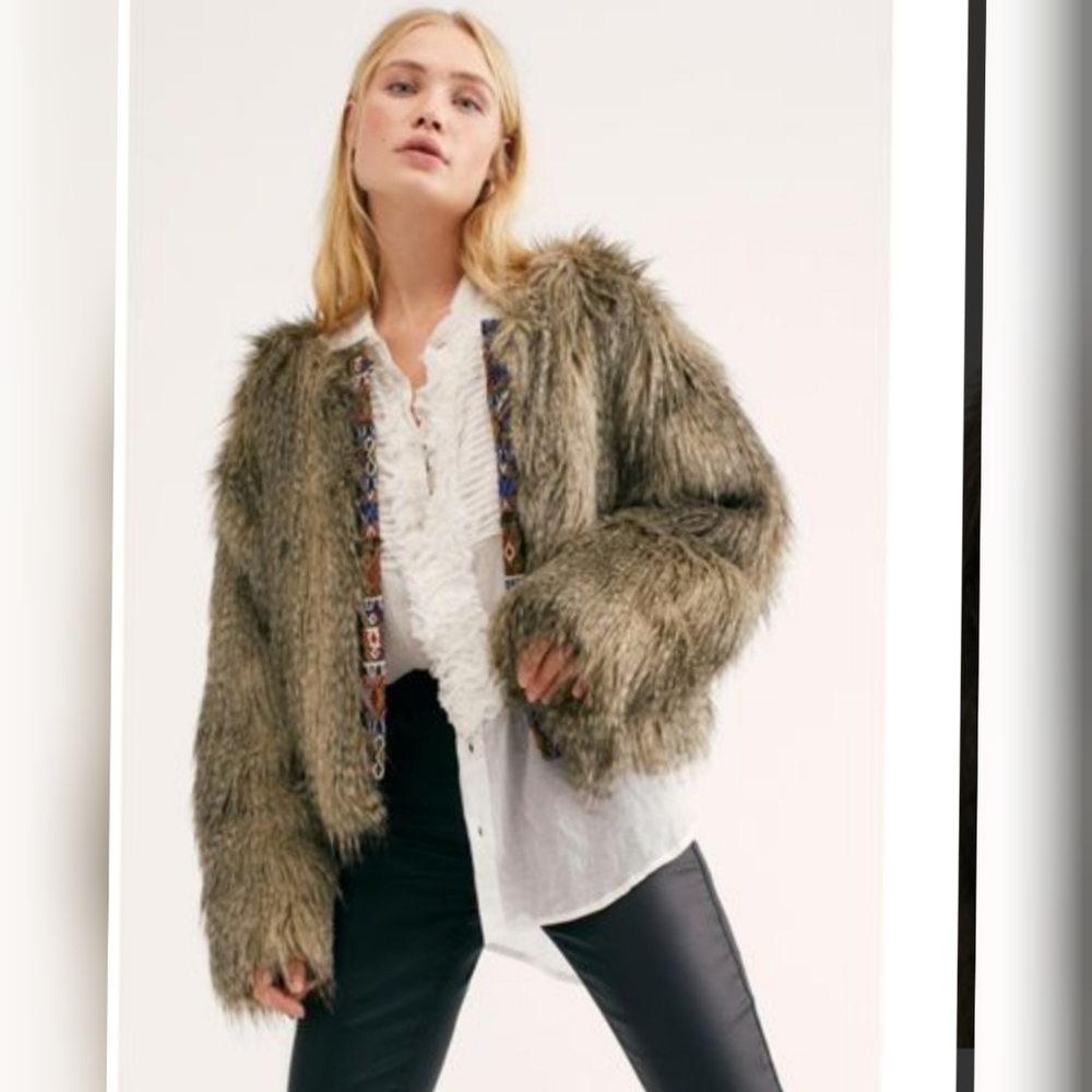 NWT Free People Faux Fur Jacket - Picture 3 of 10